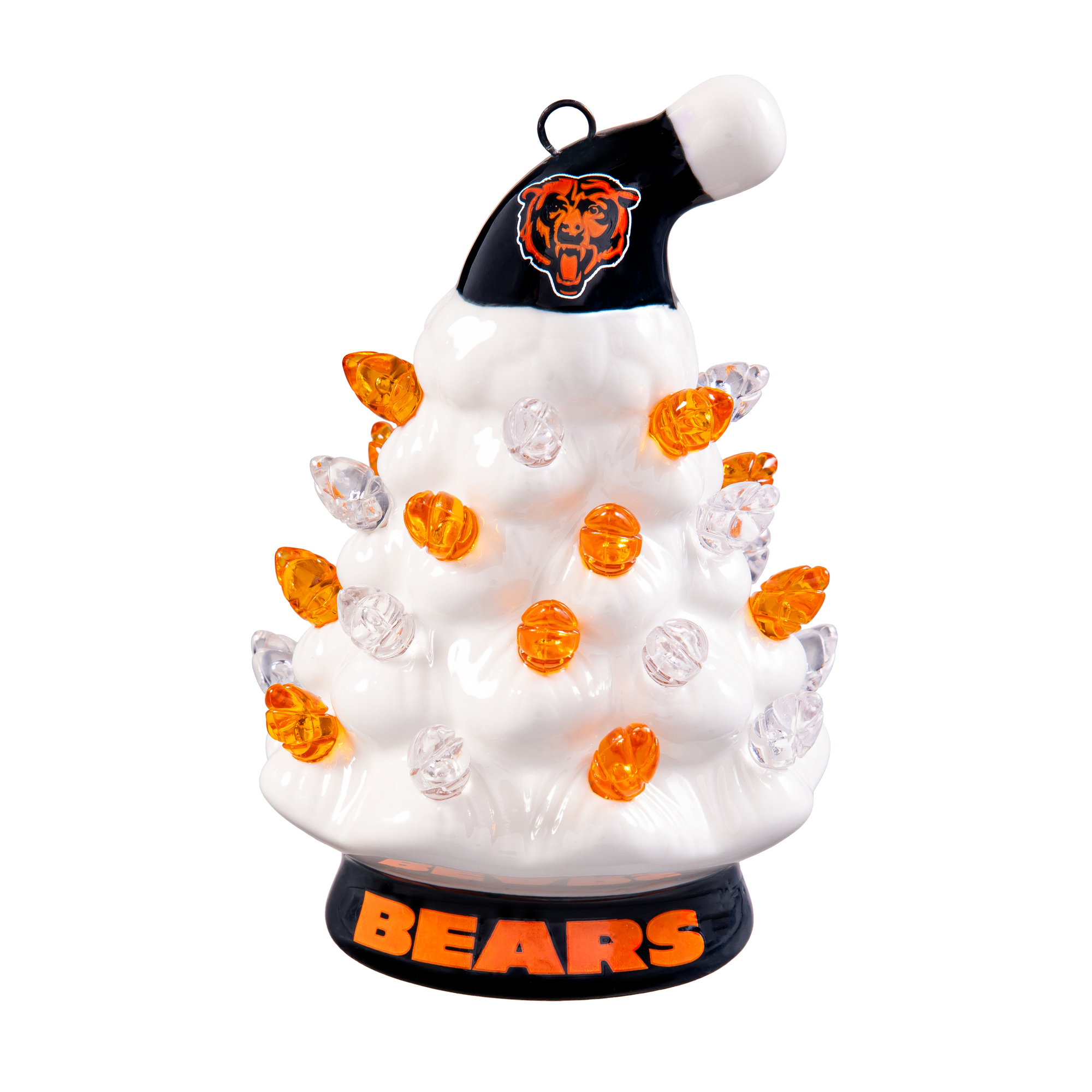 Evergreen Enterprises Chicago Bears 2-Pack 4" White LED Ceramic Christmas Trees Set