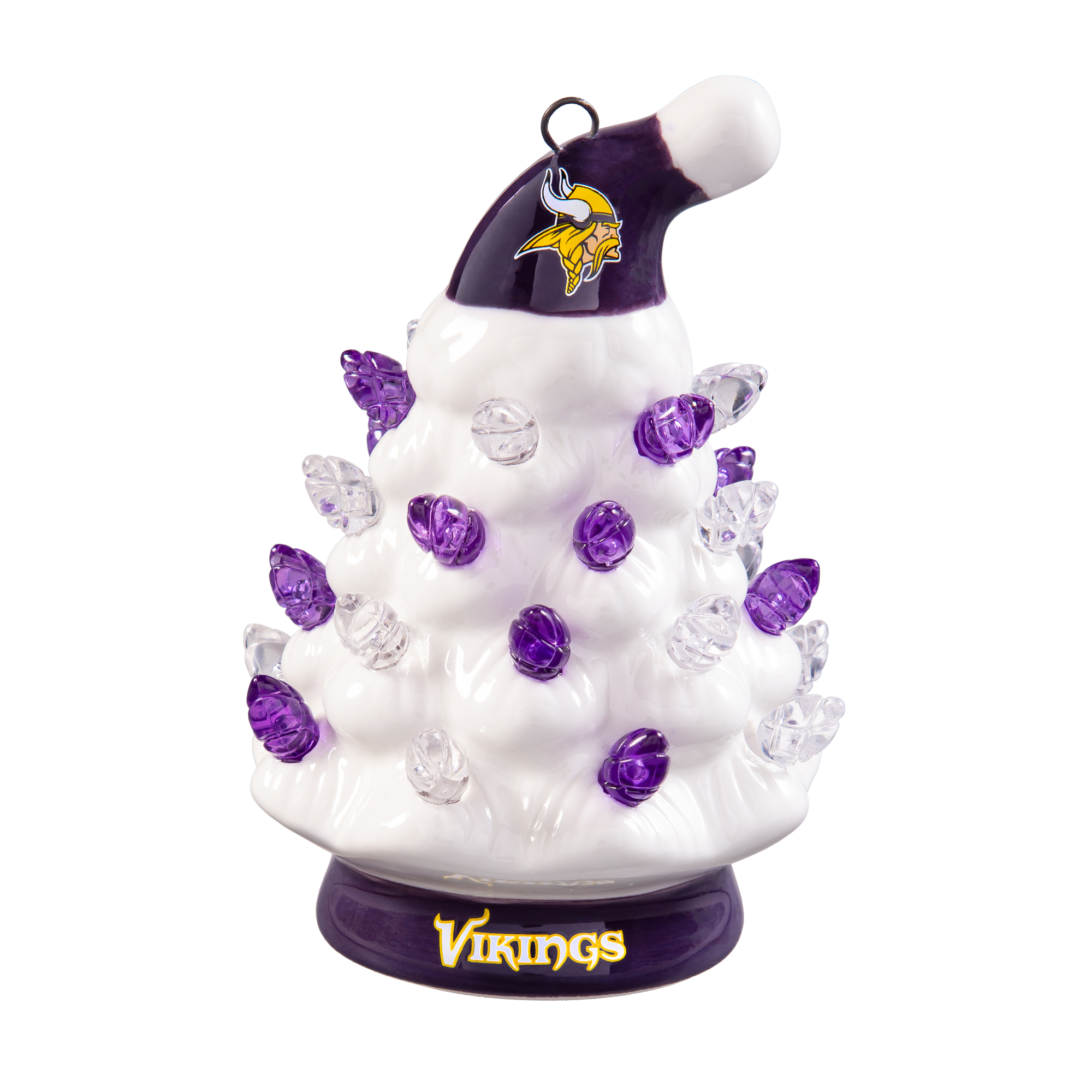 Evergreen Enterprises Minnesota Vikings 2-Pack 4" White LED Ceramic Christmas Trees Set
