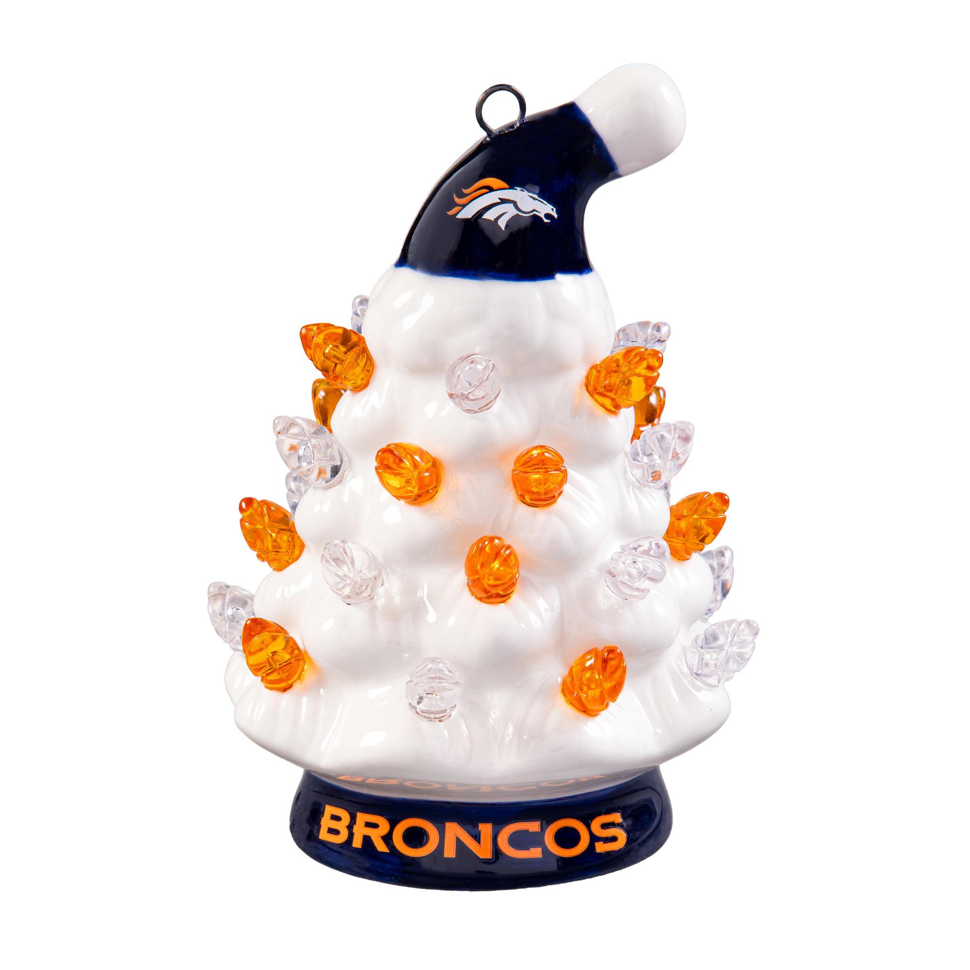 Evergreen Enterprises Denver Broncos 2-Pack 4" White LED Ceramic Christmas Trees Set