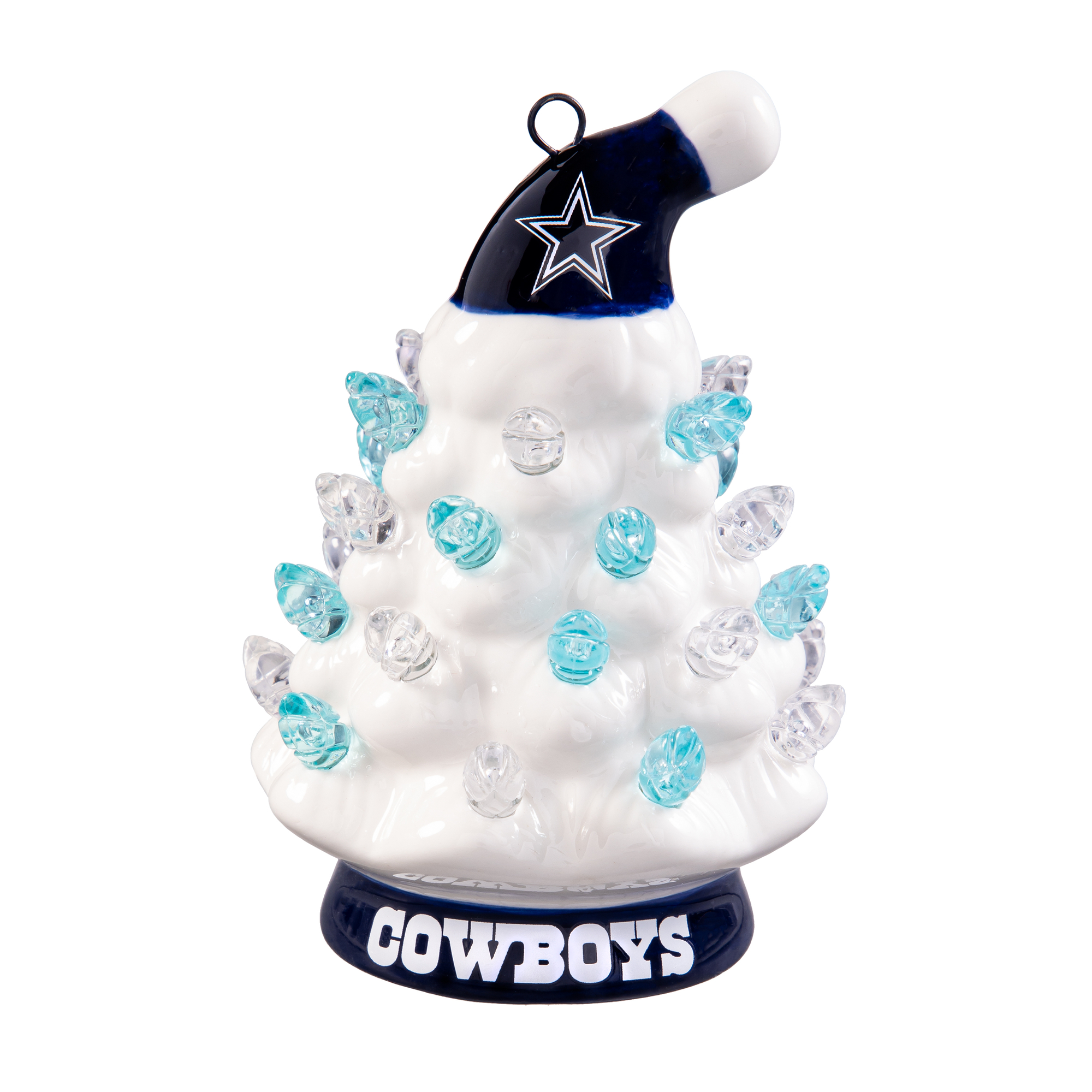 Evergreen Enterprises Dallas Cowboys 2-Pack 4" White LED Ceramic Christmas Trees Set
