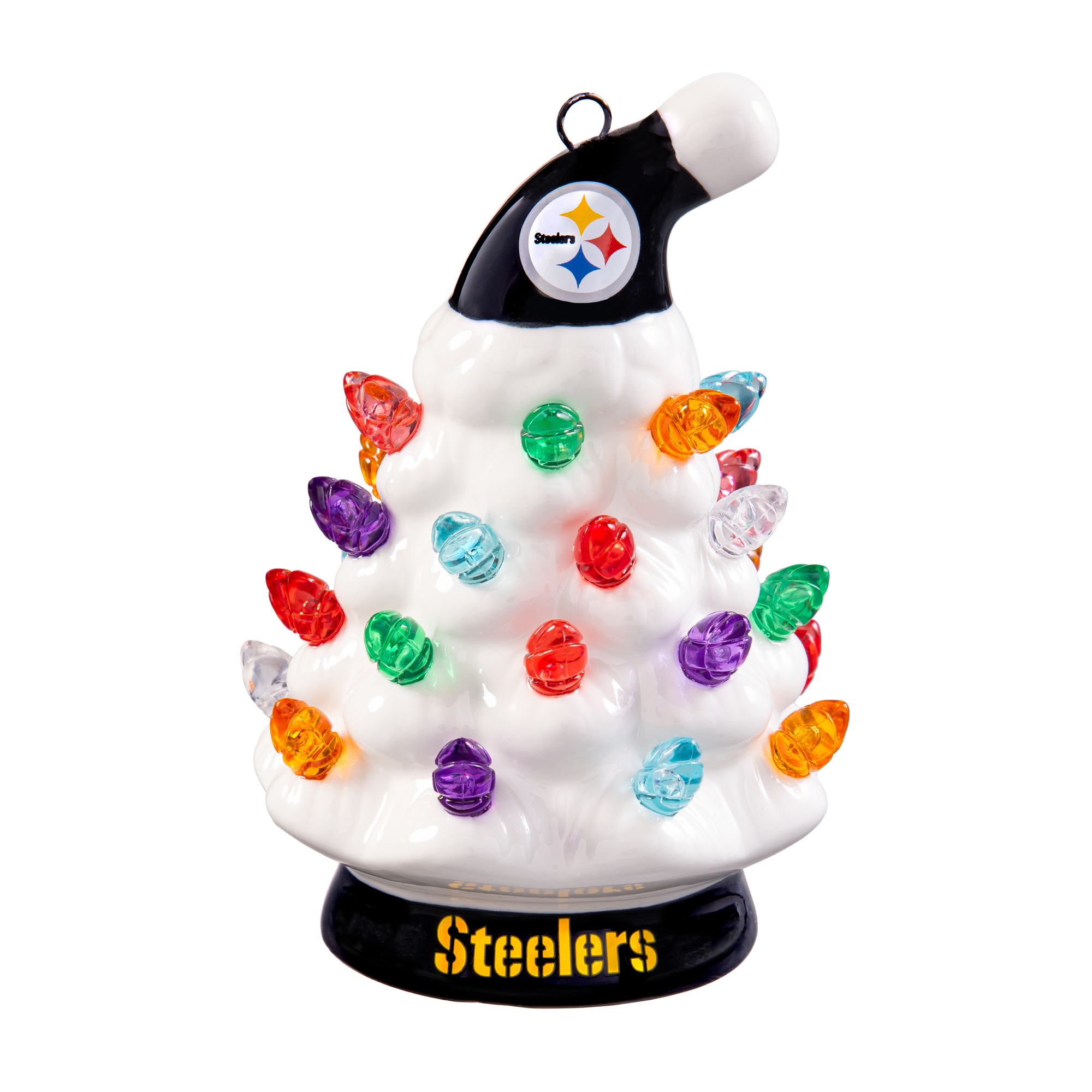 Evergreen Enterprises Pittsburgh Steelers 2-Pack 4" White LED Ceramic Christmas Trees Set