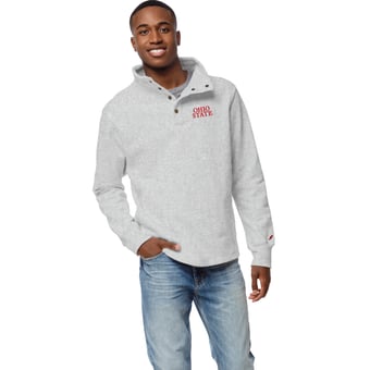 Men's League Collegiate Wear Gray Ohio State Buckeyes 1636 Quarter-Snap Jacket