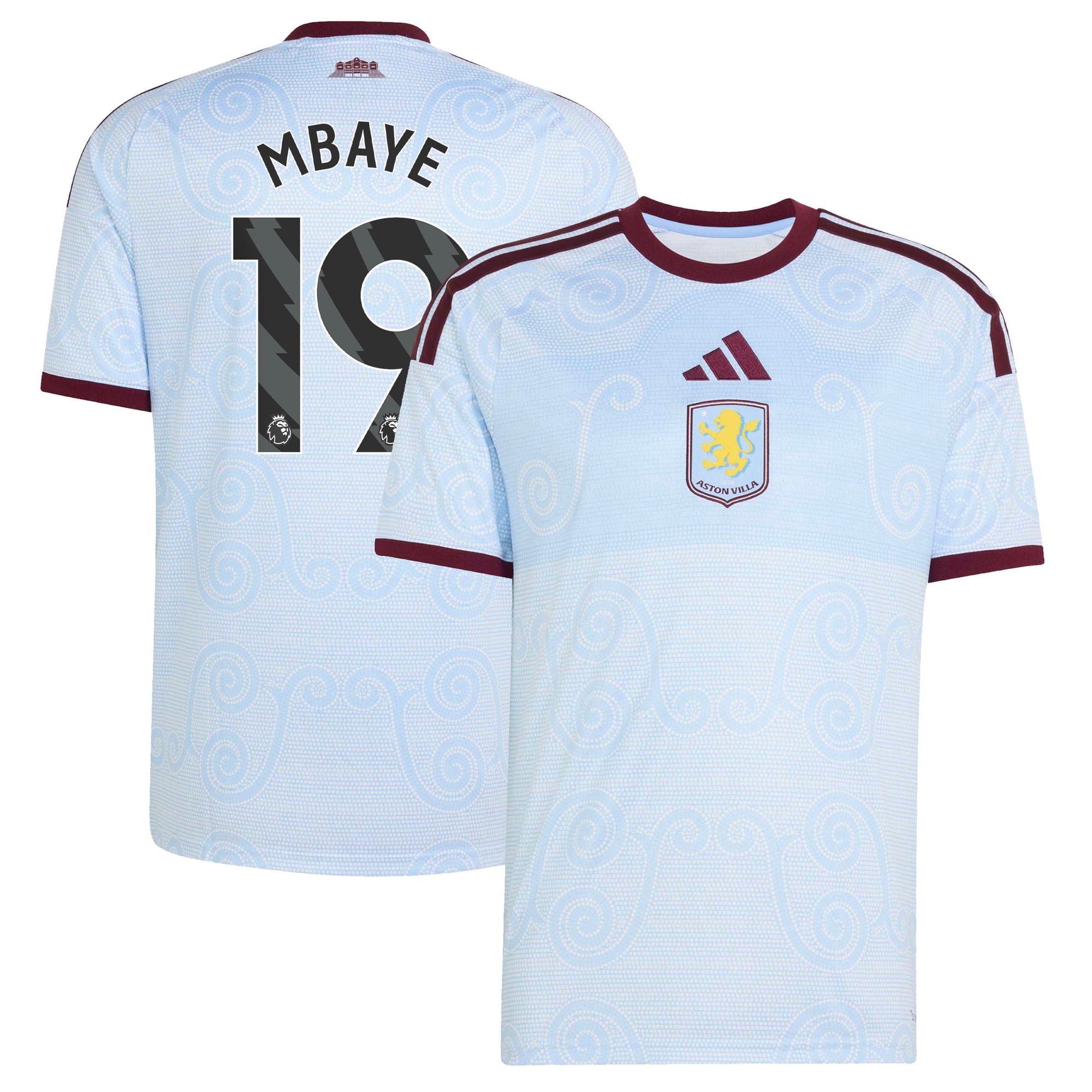 Camiseta adidas de la 3ª equipación del Aston Villa 2026-27 con dorsal Mbaye 19