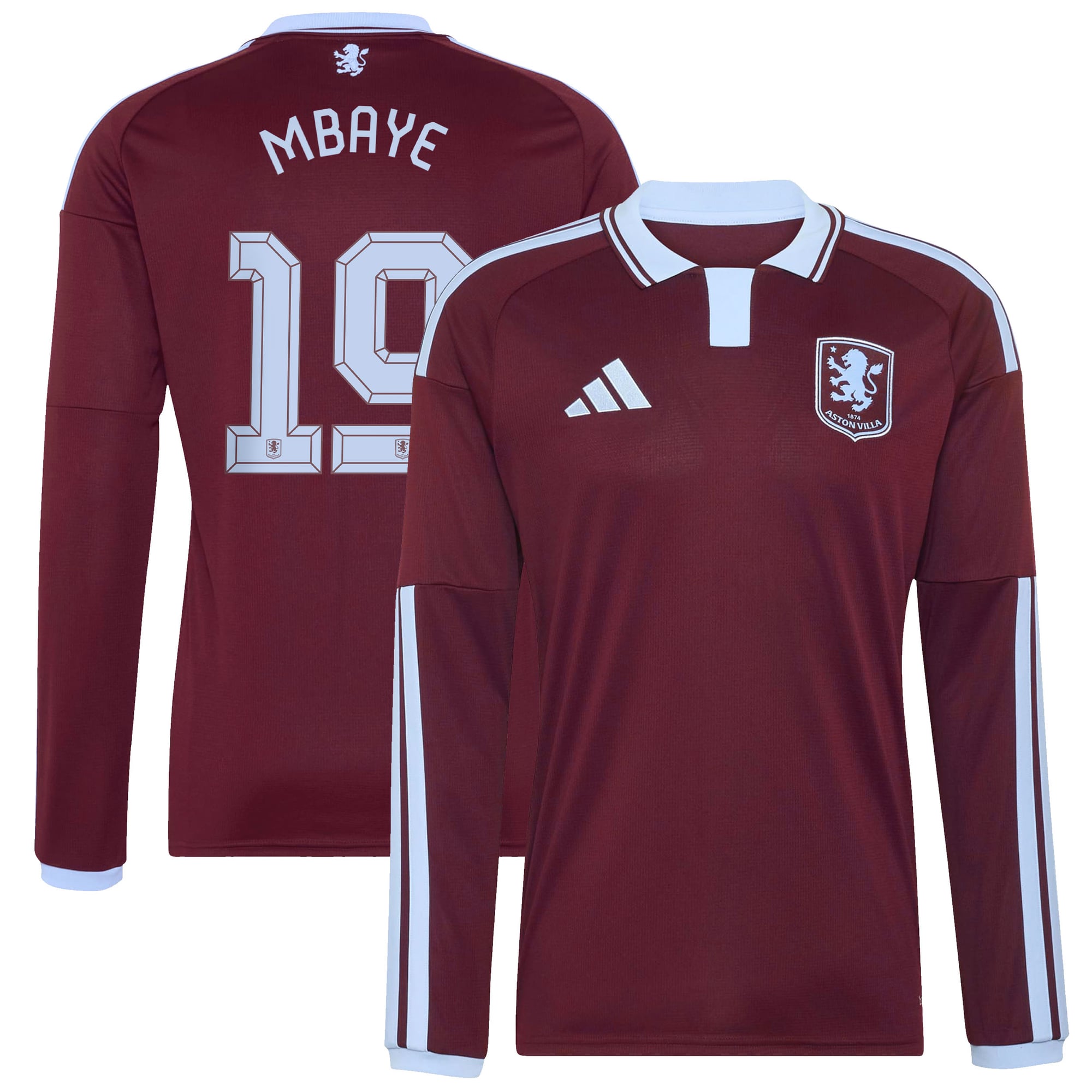 Aston Villa 2026-27 adidas Heimtrikot - Langarm mit Aufdruck Pokal Mbaye 19