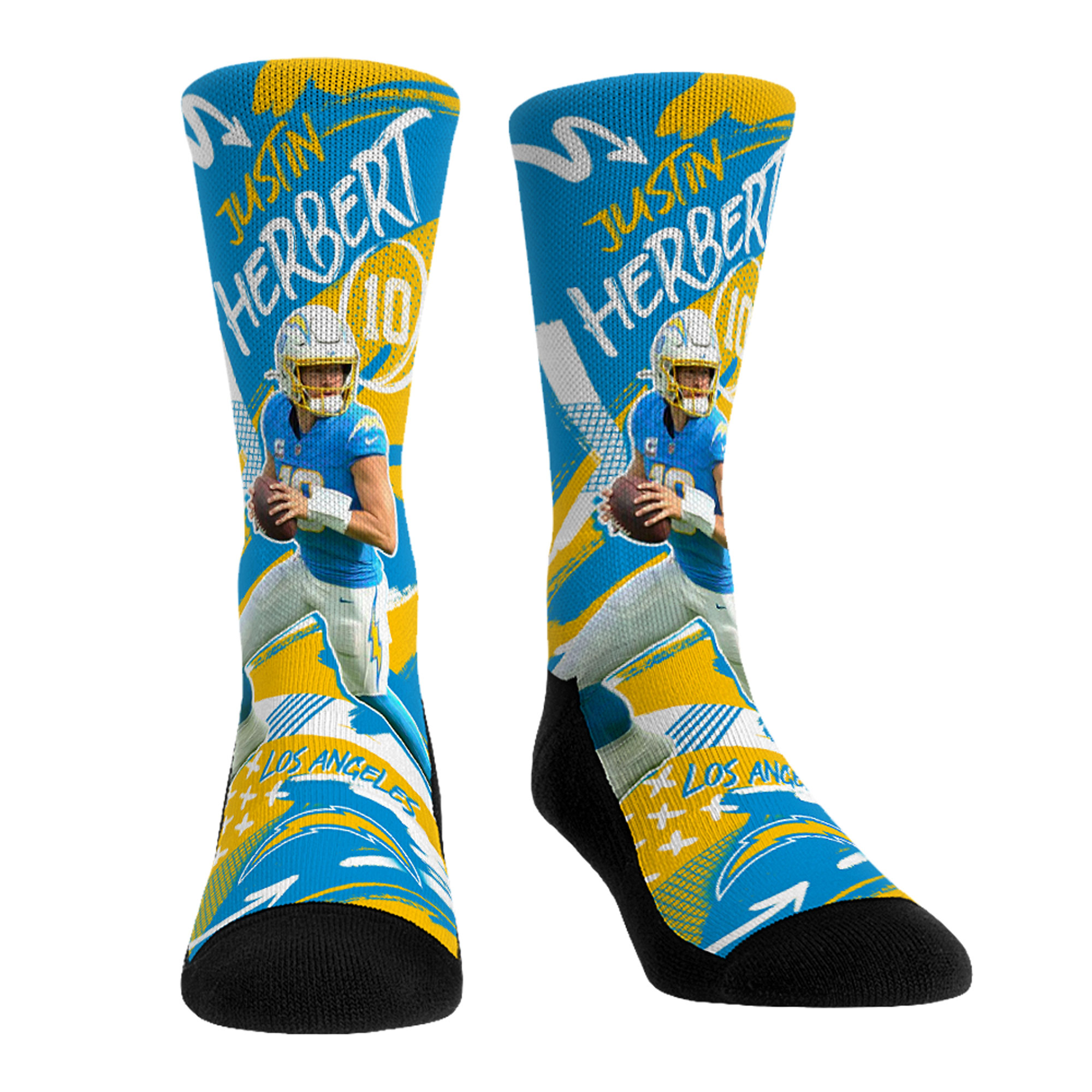 Unisex Rock Em Justin Herbert Los Angeles Chargers Playmaker Crew Socks