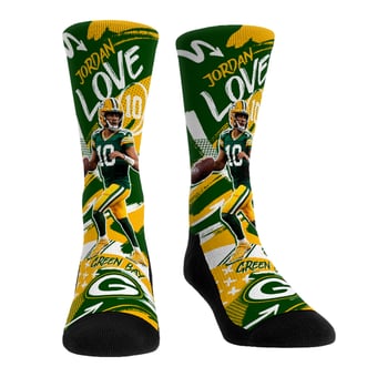 Unisex Rock Em Jordan Love Green Bay Packers Playmaker Crew Socks