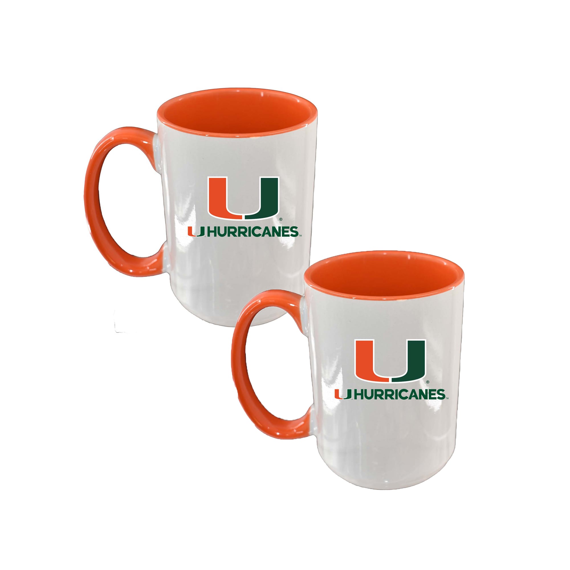 The Memory Company Miami Hurricanes Two-Piece 15oz. Logo Coffee Mug Set