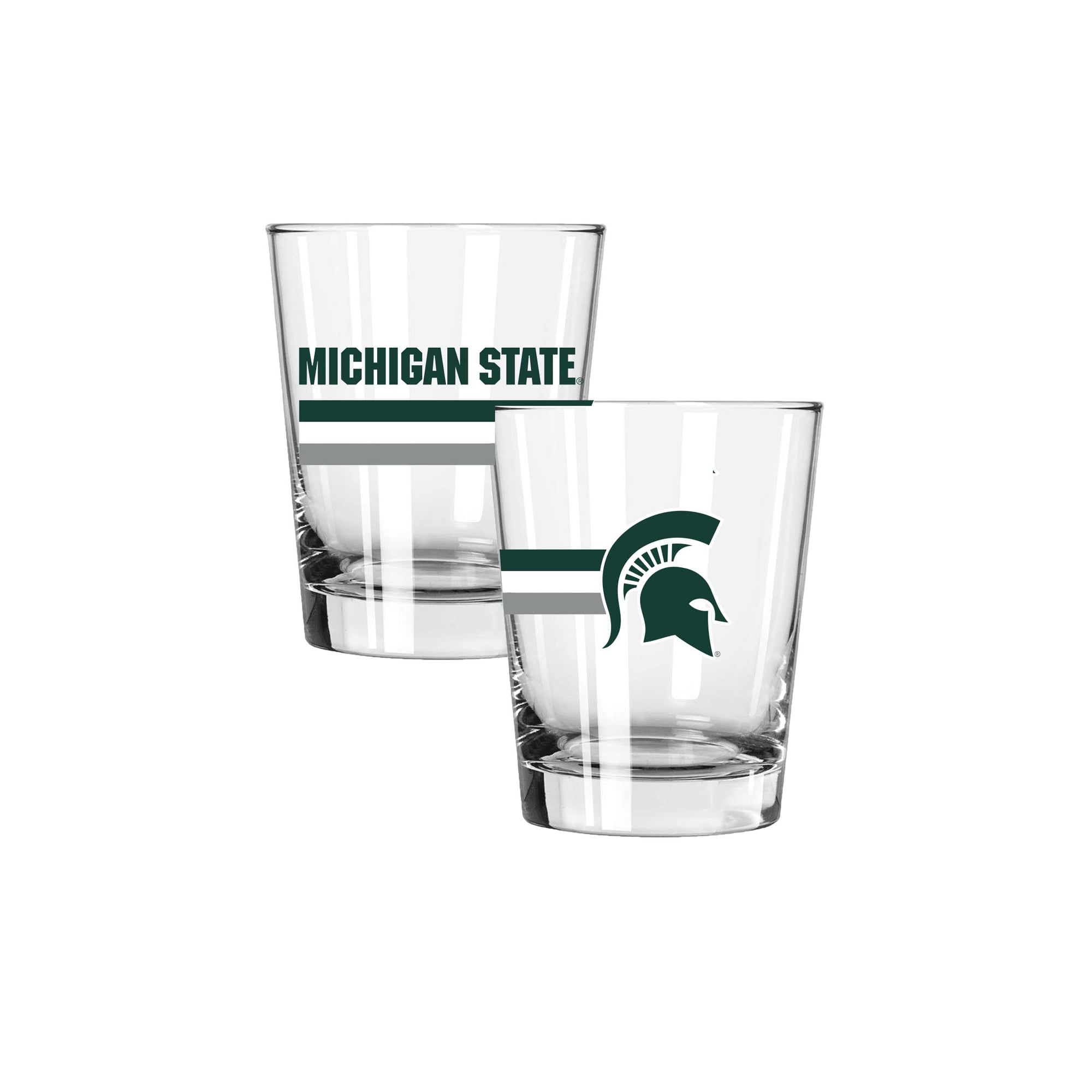 The Memory Company Michigan State Spartans Two-Piece 15oz. Big Stripes Double Old Fashioned Glass Set