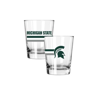 The Memory Company Michigan State Spartans Two-Piece 15oz. Big Stripes Double Old Fashioned Glass Set