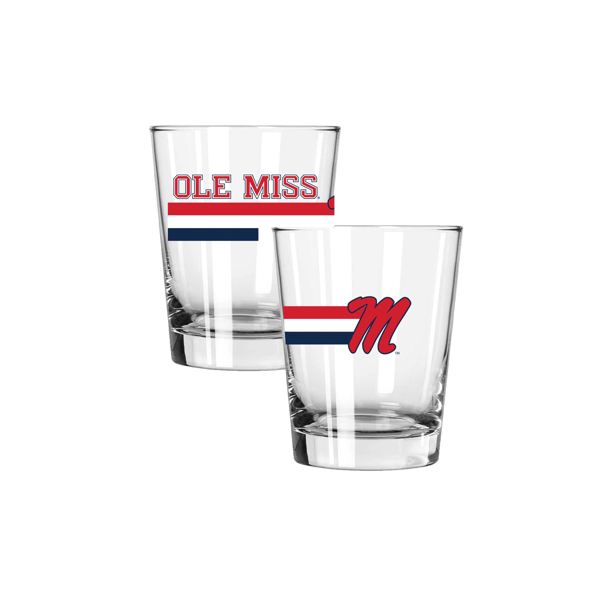 The Memory Company Ole Miss Rebels Two-Piece 15oz. Big Stripes Double Old Fashioned Glass Set