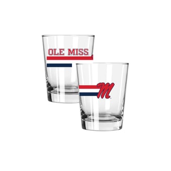 The Memory Company Ole Miss Rebels Two-Piece 15oz. Big Stripes Double Old Fashioned Glass Set