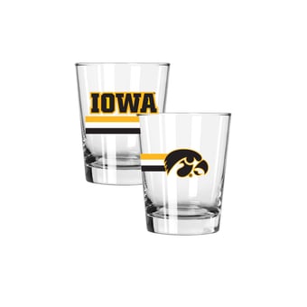The Memory Company Iowa Hawkeyes Two-Piece 15oz. Big Stripes Double Old Fashioned Glass Set