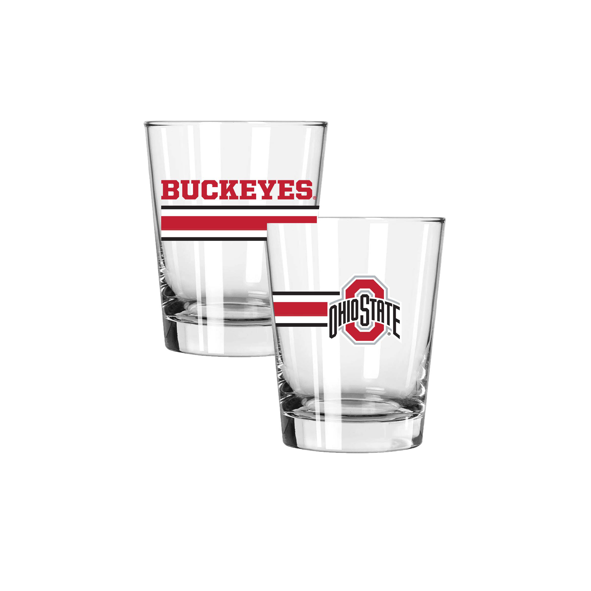 The Memory Company Ohio State Buckeyes Two-Piece 15oz. Big Stripes Double Old Fashioned Glass Set