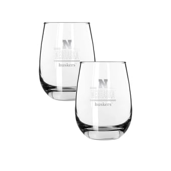 The Memory Company Nebraska Huskers Two-Piece 15oz. Classic Crew Stemless Wine Glass Set