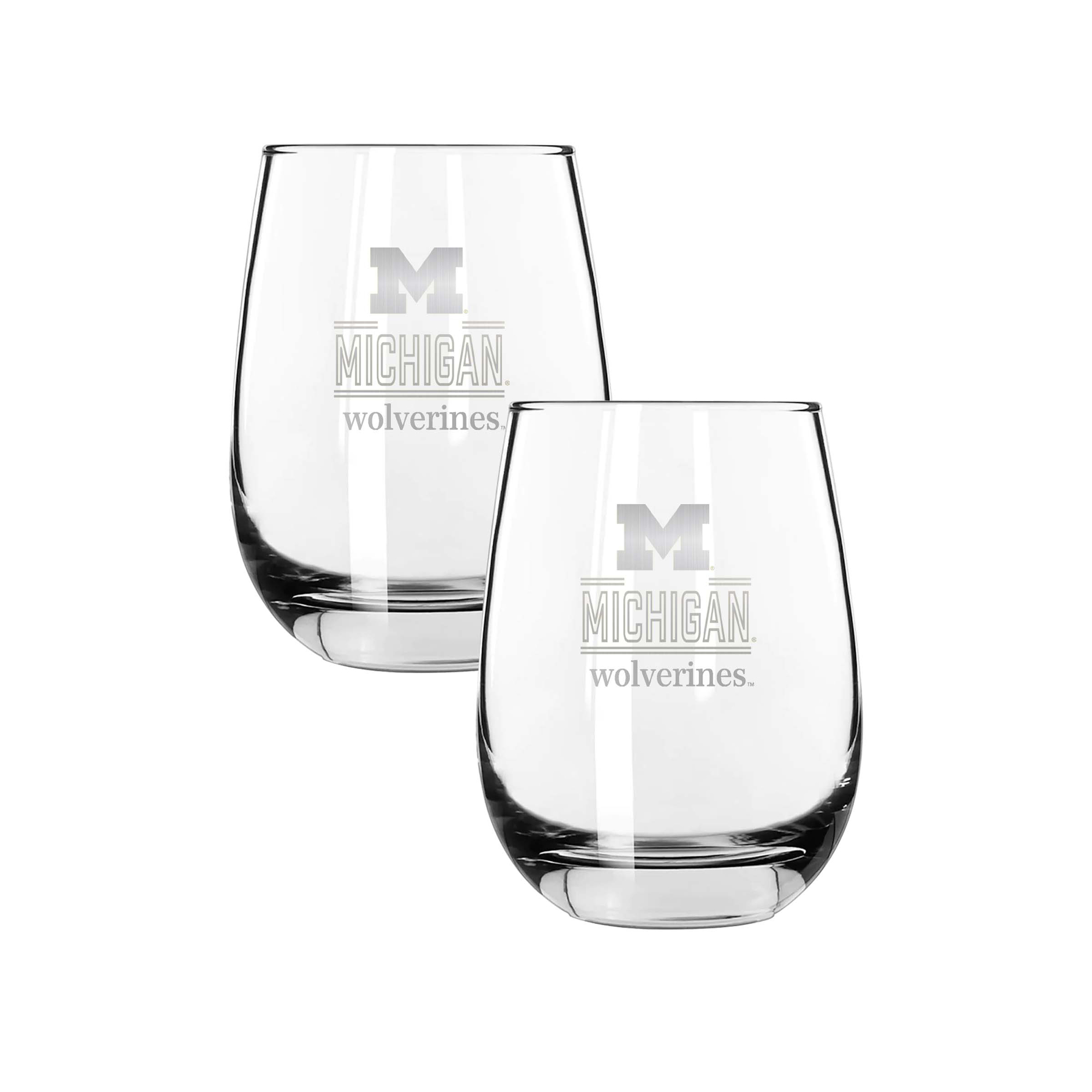 The Memory Company Michigan Wolverines Two-Piece 15oz. Classic Crew Stemless Wine Glass Set