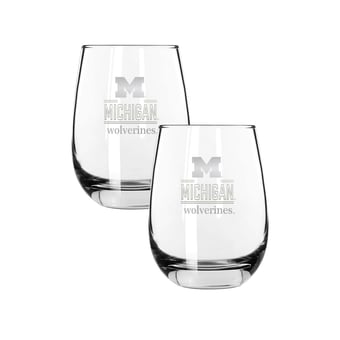 The Memory Company Michigan Wolverines Two-Piece 15oz. Classic Crew Stemless Wine Glass Set