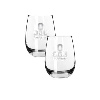 The Memory Company Ohio State Buckeyes Two-Piece 15oz. Classic Crew Stemless Wine Glass Set