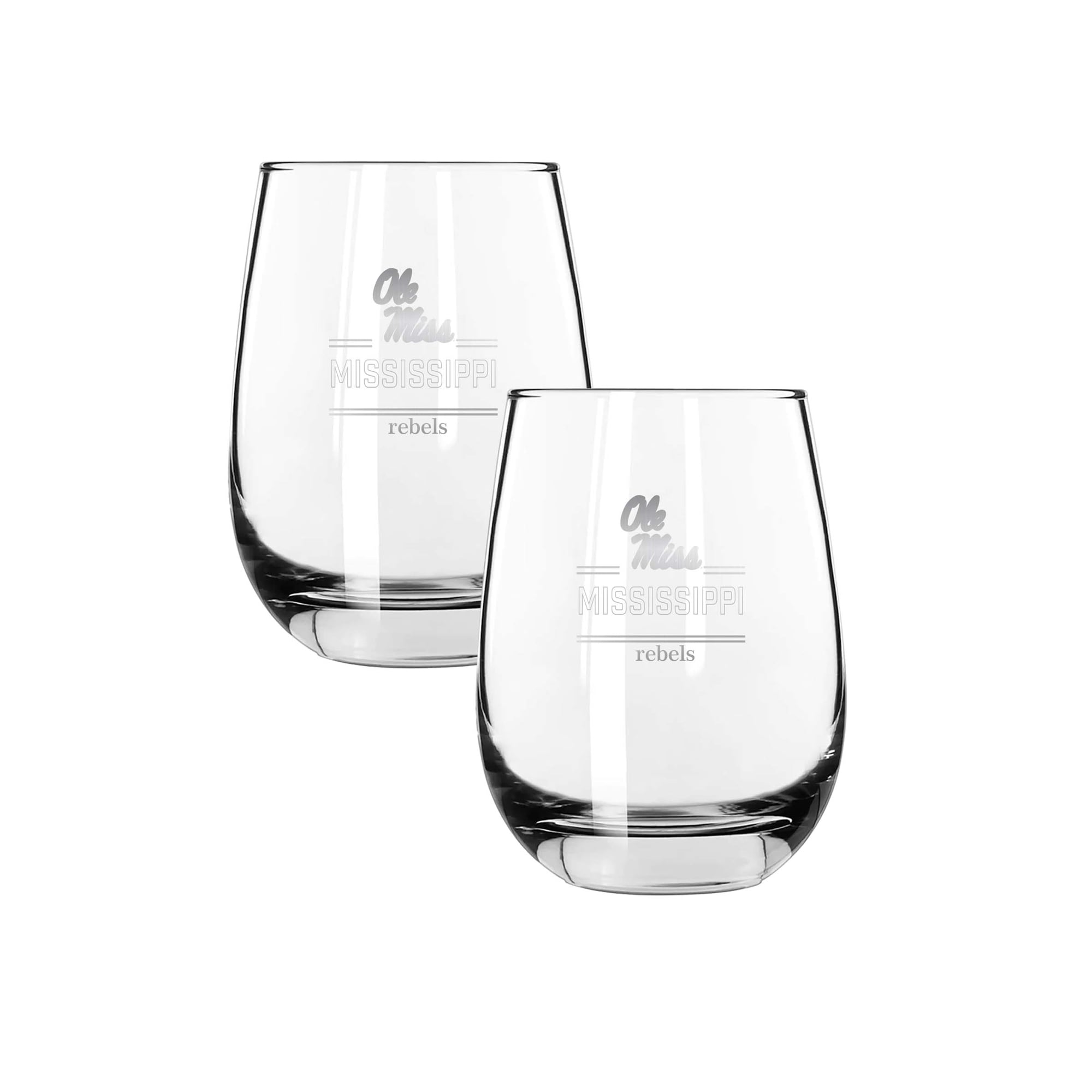 The Memory Company Ole Miss Rebels Two-Piece 15oz. Classic Crew Stemless Wine Glass Set