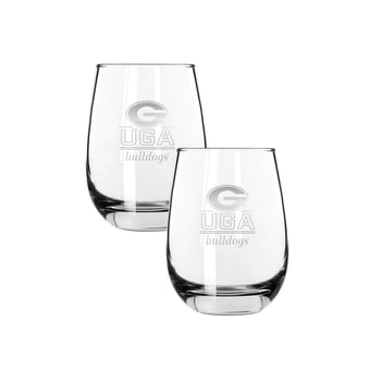 The Memory Company Georgia Bulldogs Two-Piece 15oz. Classic Crew Stemless Wine Glass Set
