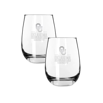 The Memory Company Oklahoma Sooners Two-Piece 15oz. Classic Crew Stemless Wine Glass Set