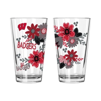 The Memory Company Wisconsin Badgers Two-Piece 16oz. Flowers Pint Glass Set