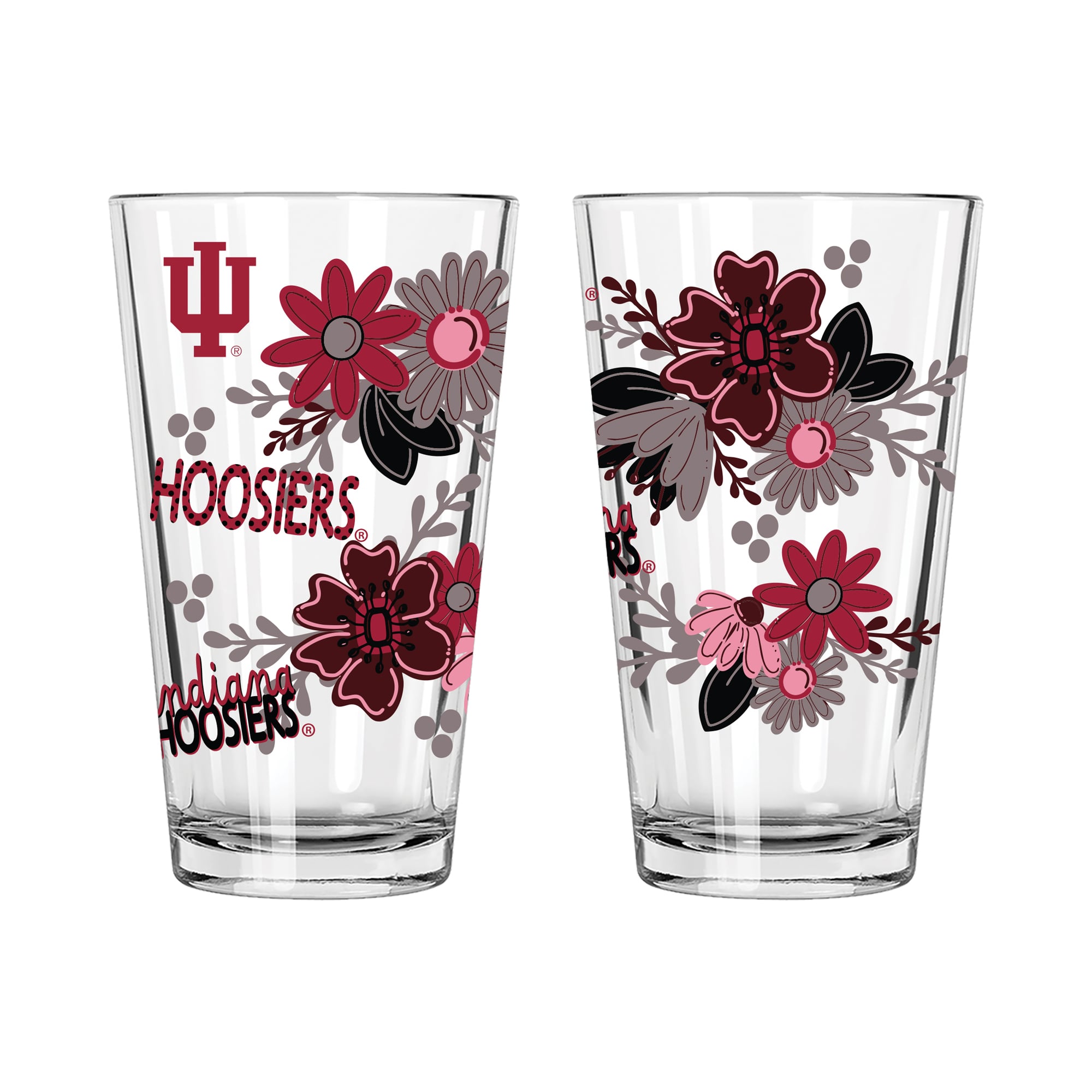 The Memory Company Indiana Hoosiers Two-Piece 16oz. Flowers Pint Glass Set
