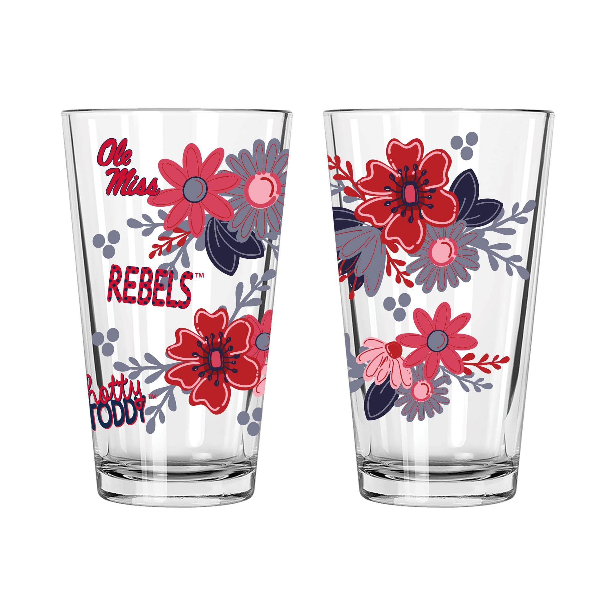 The Memory Company Ole Miss Rebels Two-Piece 16oz. Flowers Pint Glass Set