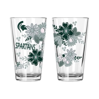 The Memory Company Michigan State Spartans Two-Piece 16oz. Flowers Pint Glass Set