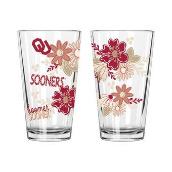 The Memory Company Oklahoma Sooners Two-Piece 16oz. Flowers Pint Glass Set