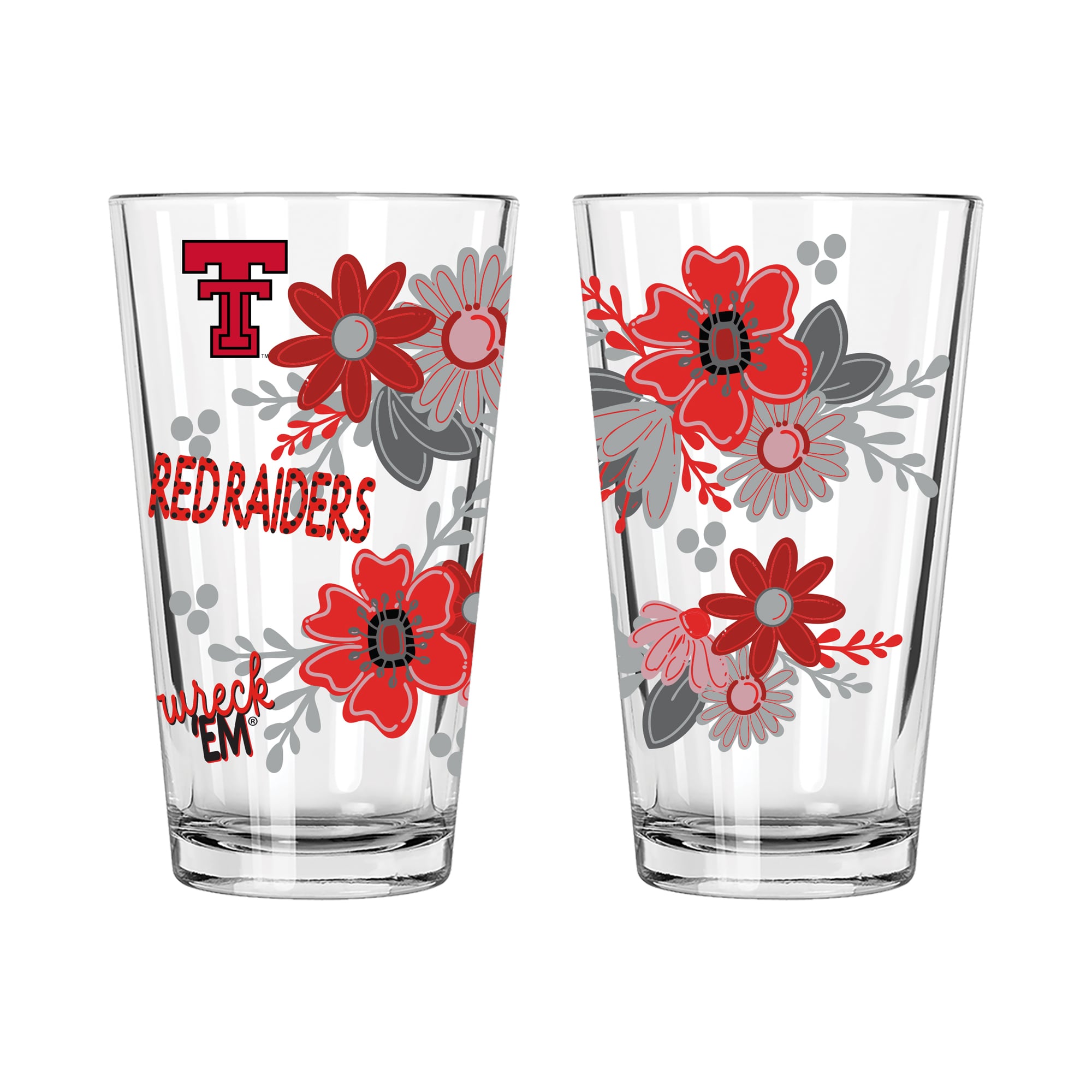 The Memory Company Texas Tech Red Raiders Two-Piece 16oz. Flowers Pint Glass Set