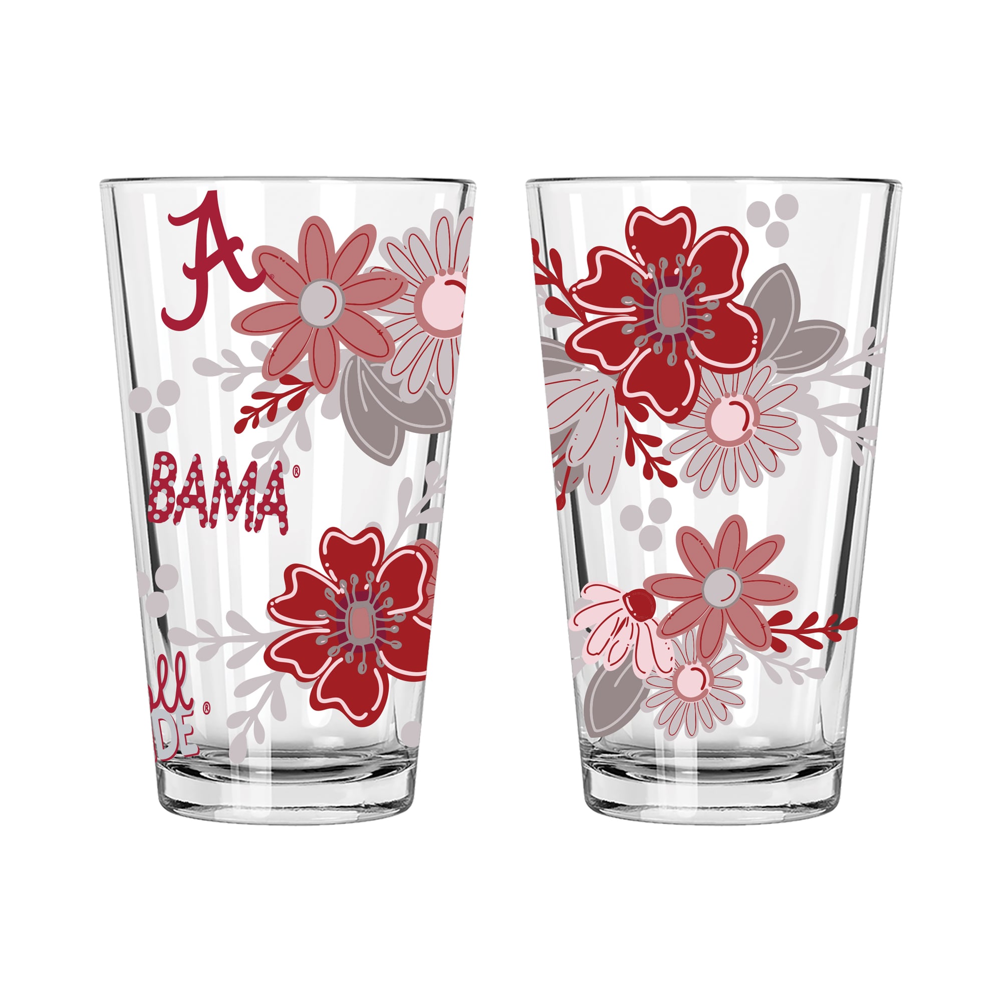 The Memory Company Alabama Crimson Tide Two-Piece 16oz. Flowers Pint Glass Set