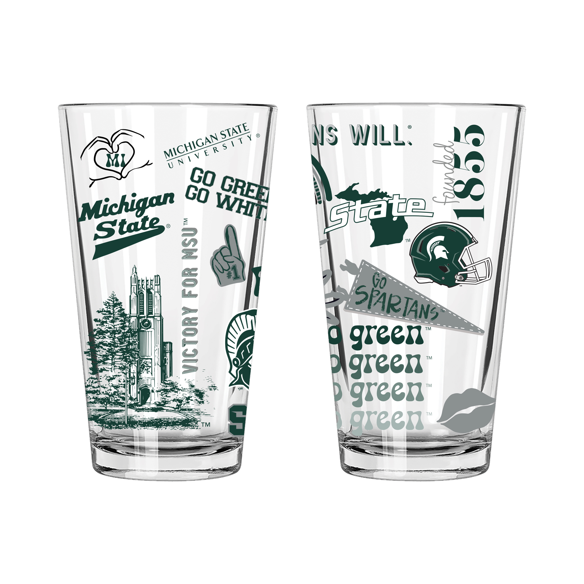 The Memory Company Michigan State Spartans Two-Piece 16oz. Loco Pint Glass Set