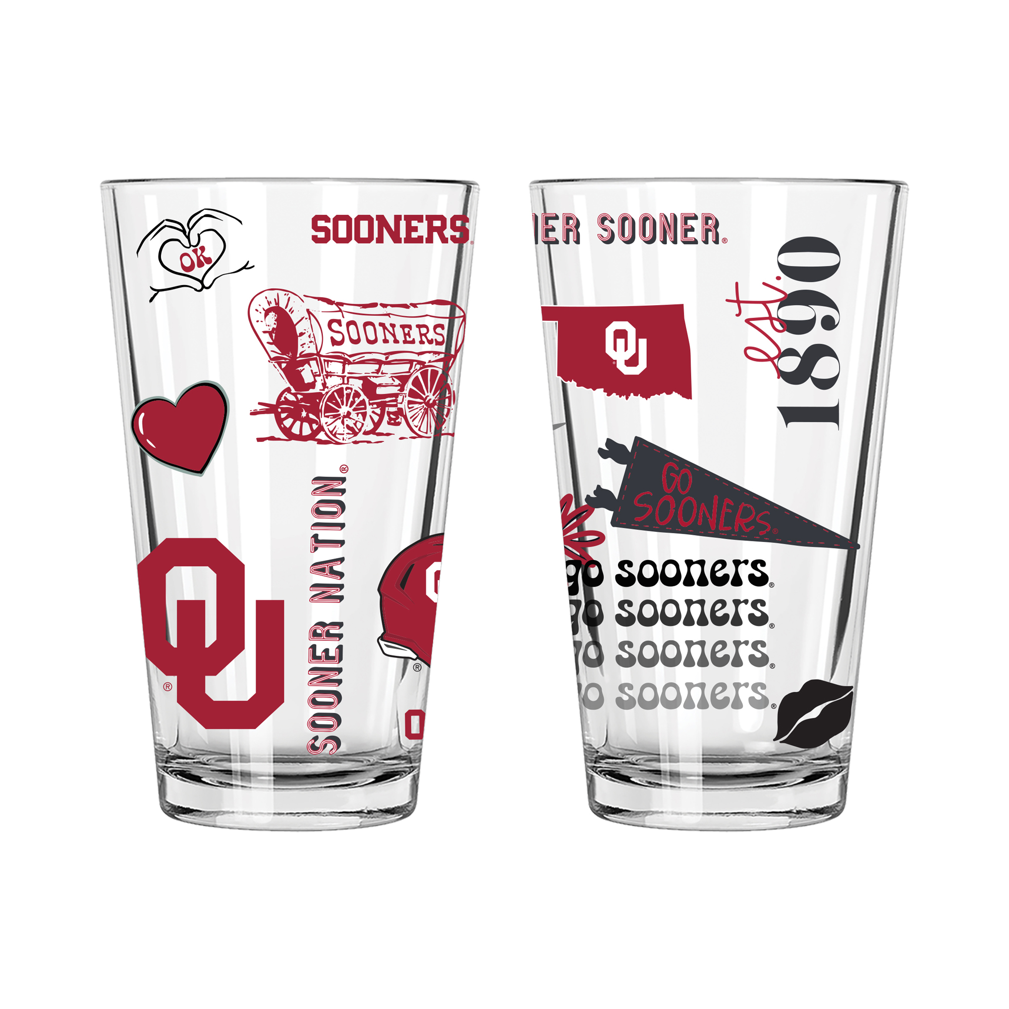 The Memory Company Oklahoma Sooners Two-Piece 16oz. Loco Pint Glass Set
