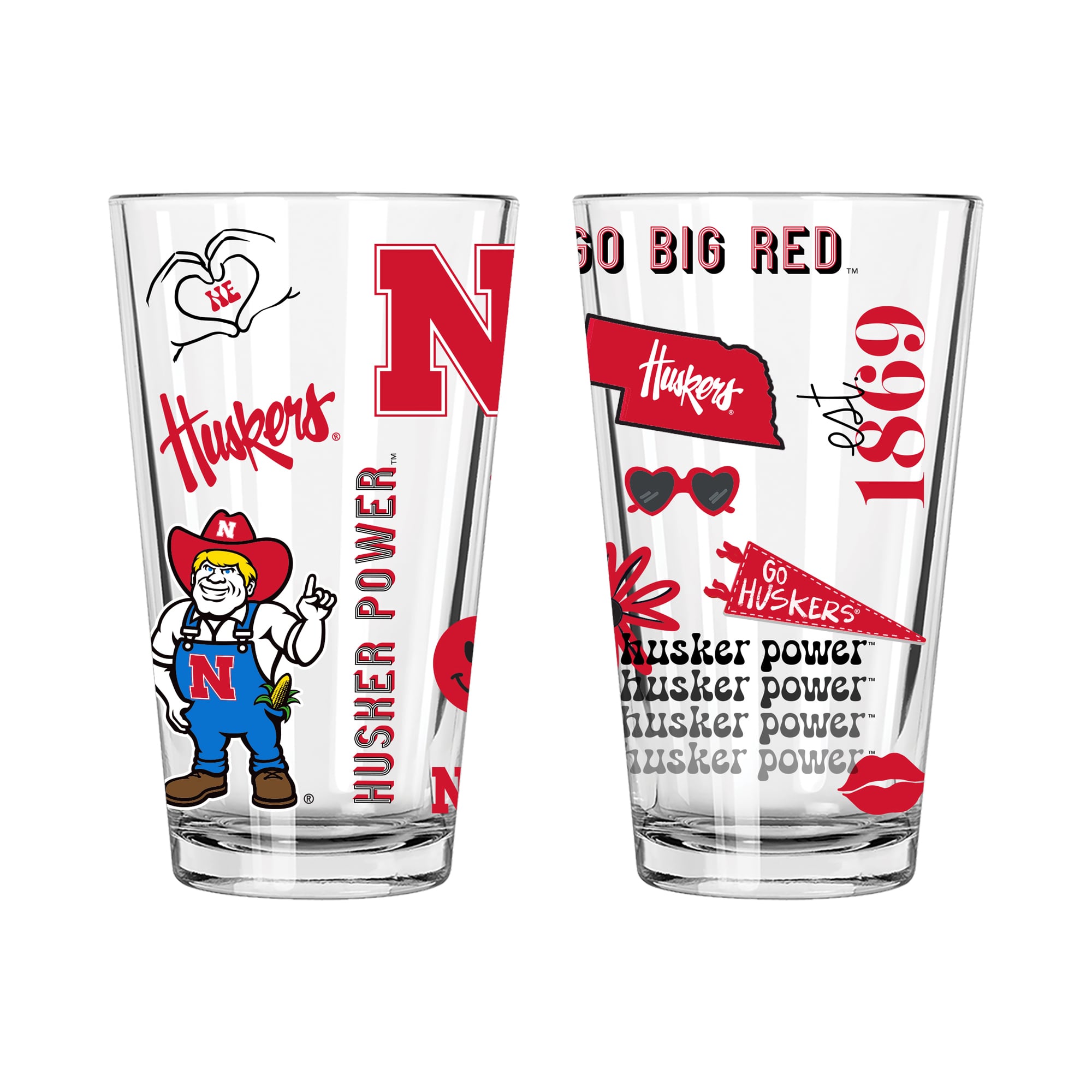 The Memory Company Nebraska Huskers Two-Piece 16oz. Loco Pint Glass Set