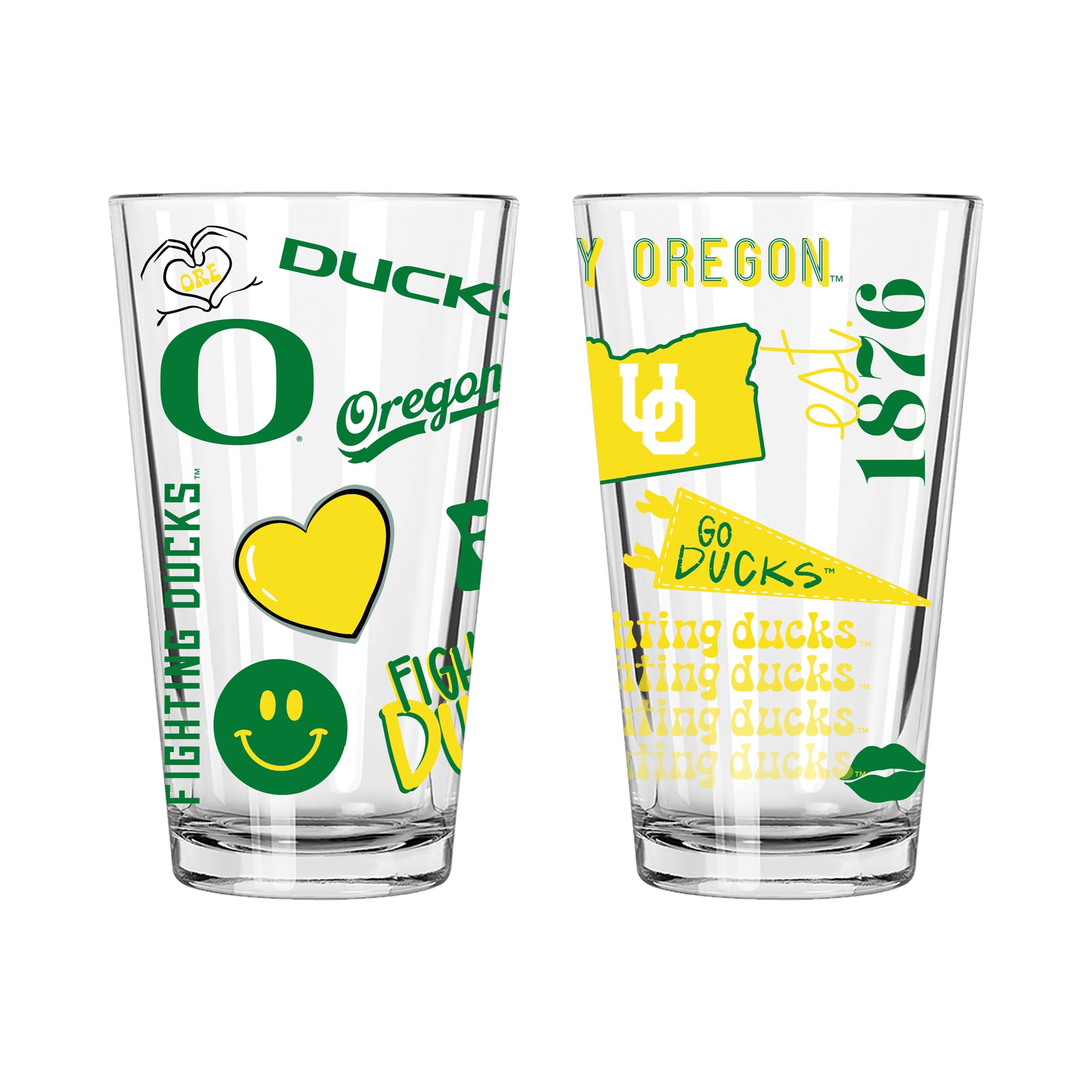 The Memory Company Oregon Ducks Two-Piece 16oz. Loco Pint Glass Set
