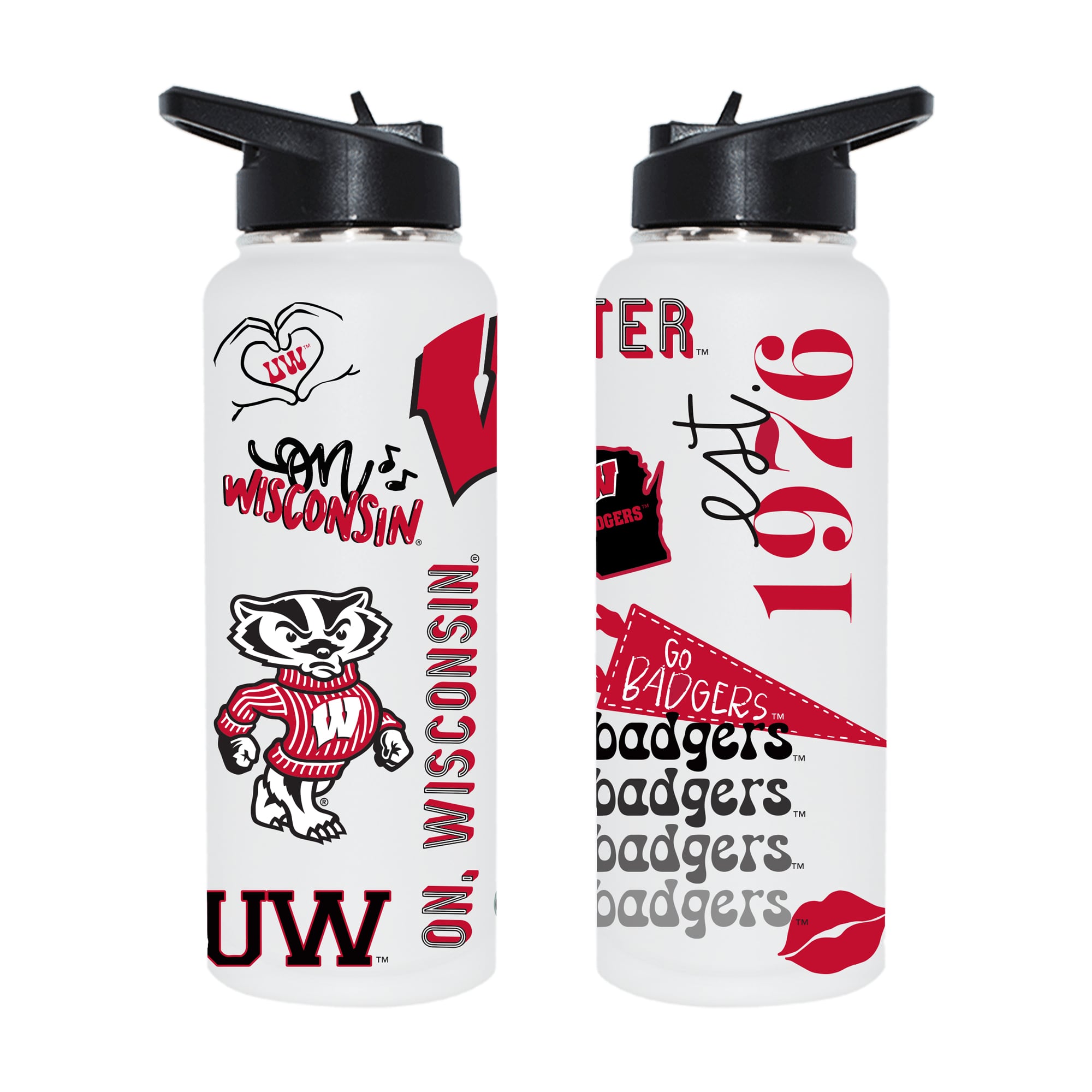 The Memory Company Wisconsin Badgers 34oz. Loco Stainless Steel Quencher Bottle