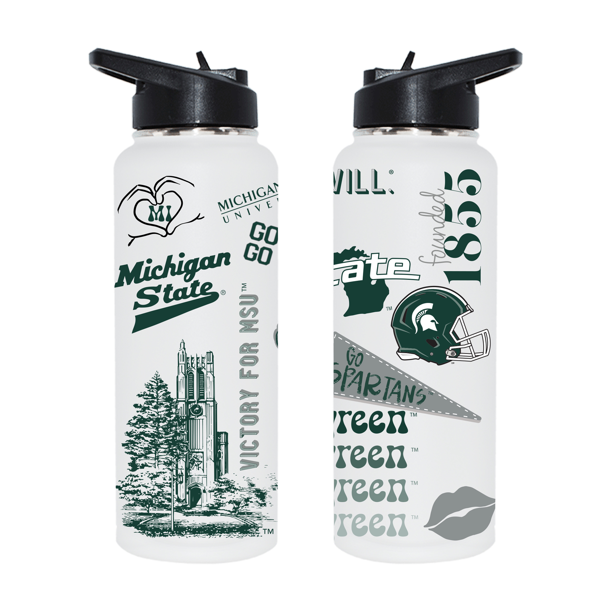 The Memory Company Michigan State Spartans 34oz. Loco Stainless Steel Quencher Bottle The Memory Company Michigan State Spartans 34oz. Loco Stainless Steel Quencher Bottle