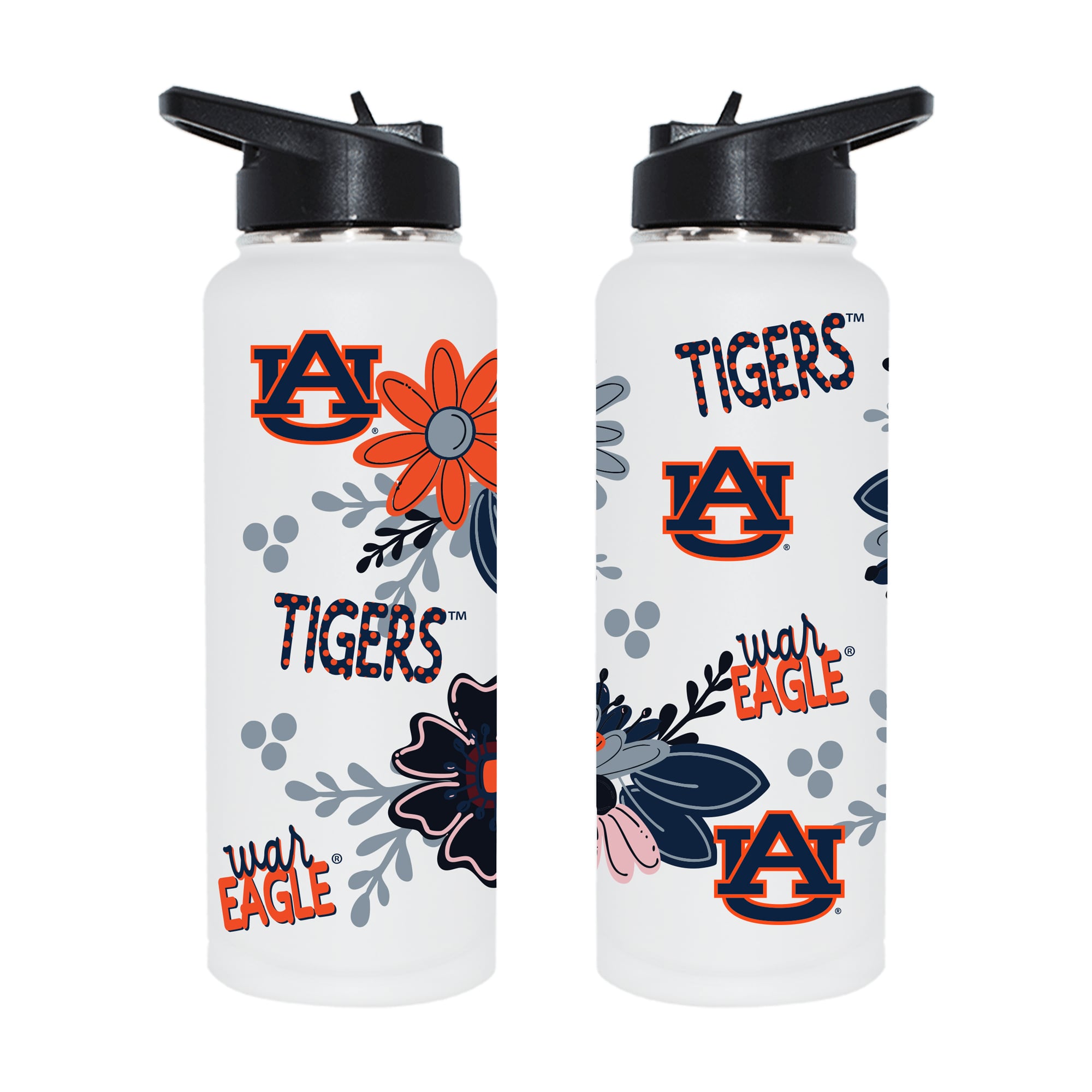 The Memory Company Auburn Tigers 34oz. Flowers Stainless Steel Quencher Bottle