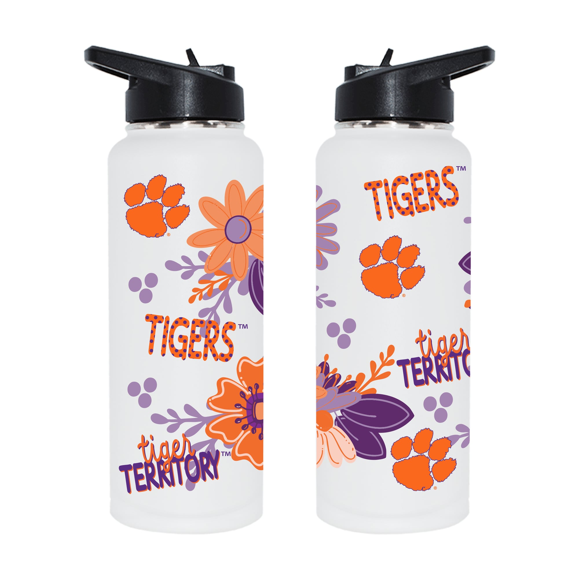 The Memory Company Clemson Tigers 34oz. Flowers Stainless Steel Quencher Bottle