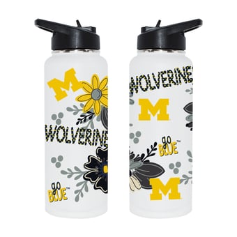 The Memory Company Michigan Wolverines 34oz. Flowers Stainless Steel Quencher Bottle