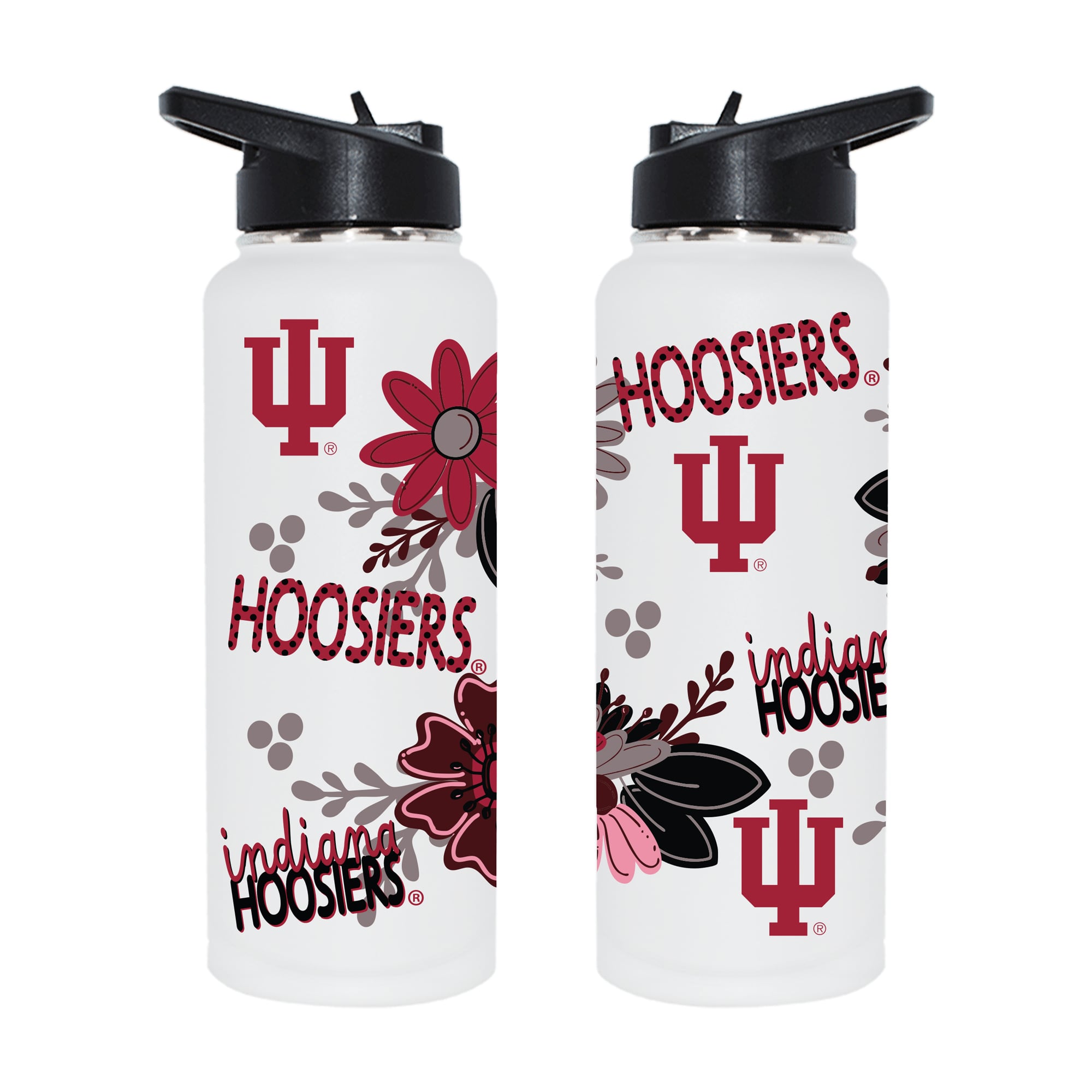 The Memory Company Indiana Hoosiers 34oz. Flowers Stainless Steel Quencher Bottle