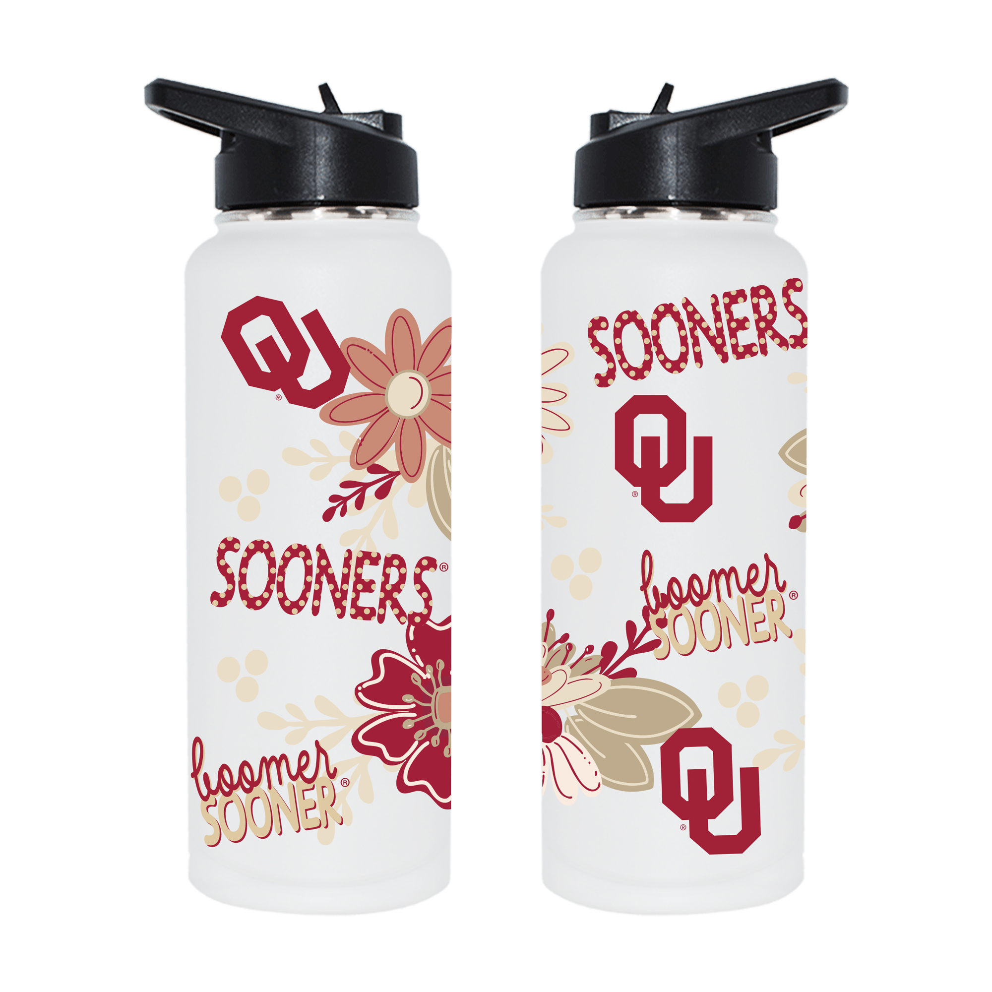 The Memory Company Oklahoma Sooners 34oz. Flowers Stainless Steel Quencher Bottle