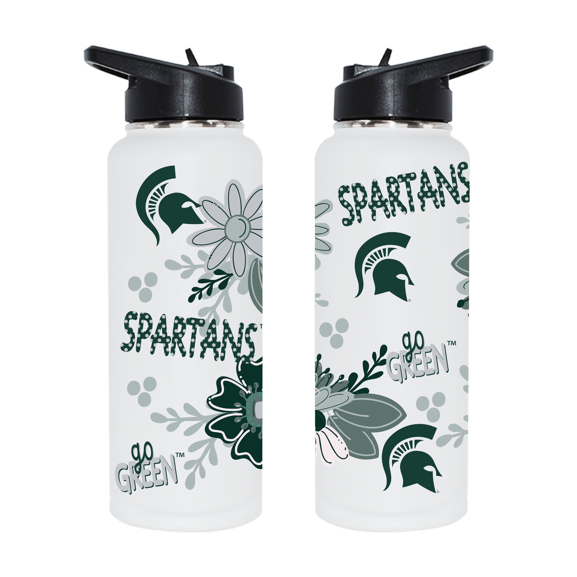 The Memory Company Michigan State Spartans 34oz. Flowers Stainless Steel Quencher Bottle