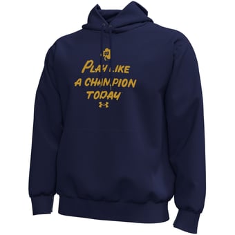 Men's Under Armour  Navy Notre Dame Fighting Irish Core Icon Fleece Pullover Hoodie