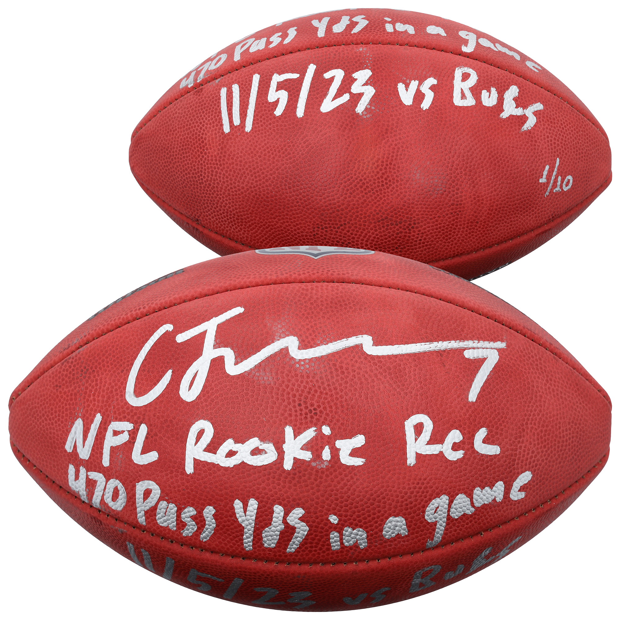 C.J. Stroud Houston Texans Autographed Duke Full Color Football with Multiple Inscriptions