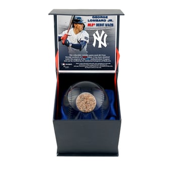 George Lombard Jr. New York Yankees Crystal Baseball with Game-Used Dirt from MLB Debut
