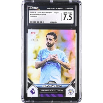 Bernardo Silva Manchester City 2025-26 Topps Now Premier League Farewell to a City Legend Gold Foil #202 #/50 CGC Authenticated Card