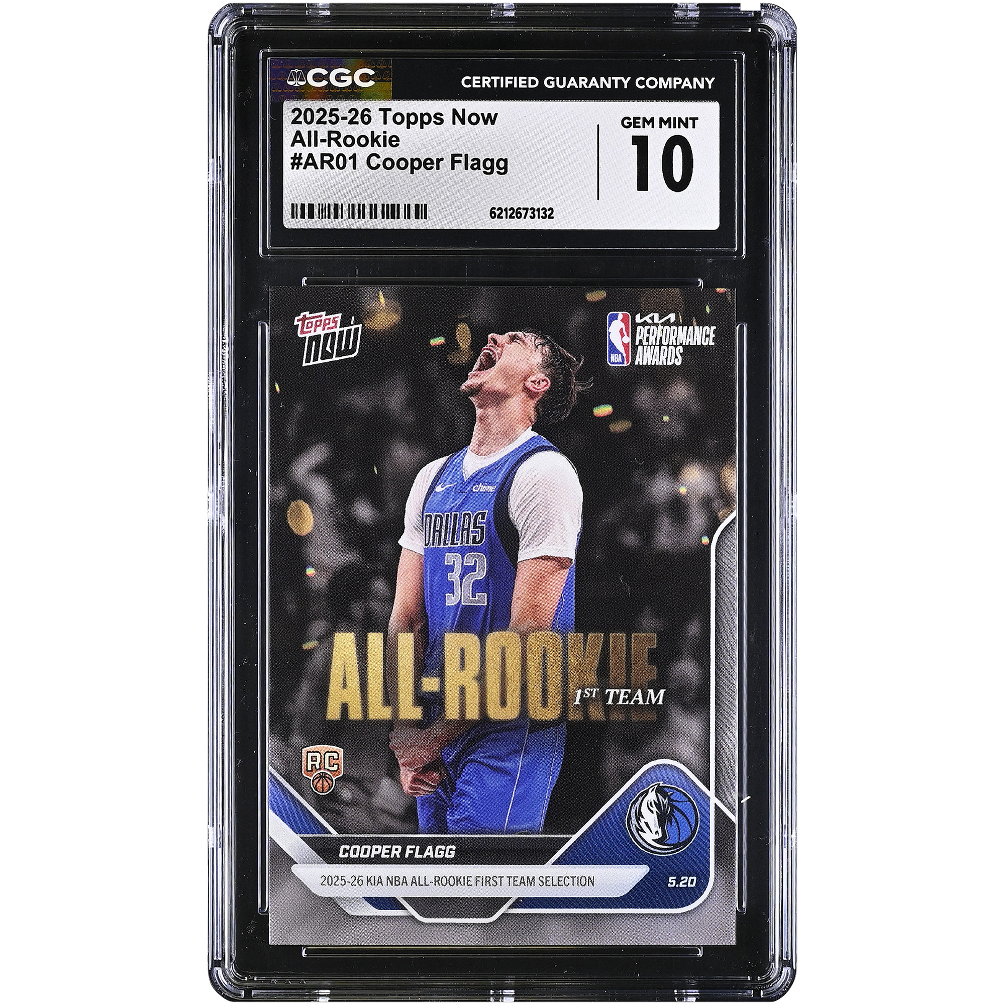 Cooper Flagg Dallas Mavericks 2025-26 Topps Now All-Rookie #AR01 CGC Authenticated GEM MINT 10 Rookie Card