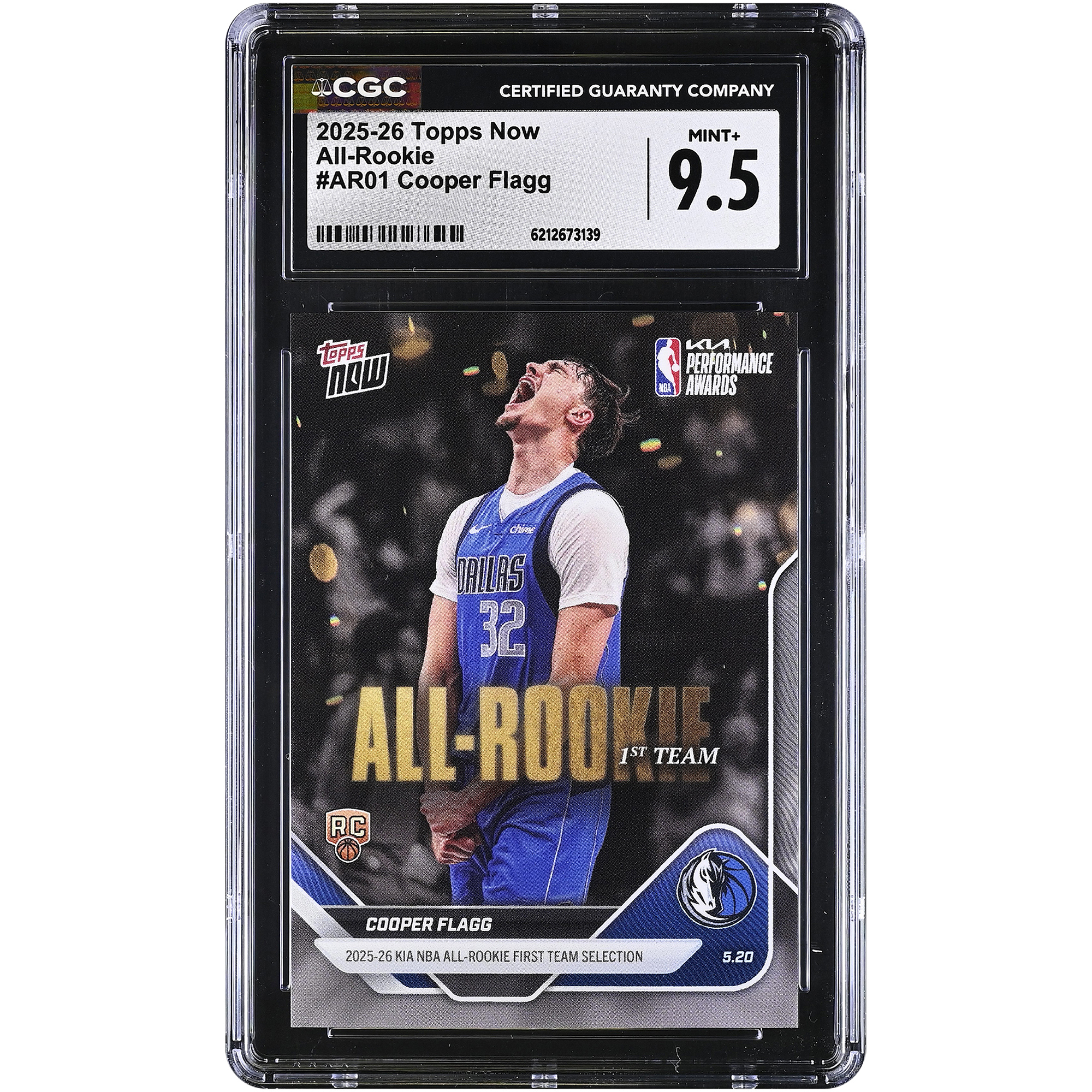 Cooper Flagg Dallas Mavericks 2025-26 Topps Now All-Rookie #AR01 CGC Authenticated MINT+ 9.5 Rookie Card