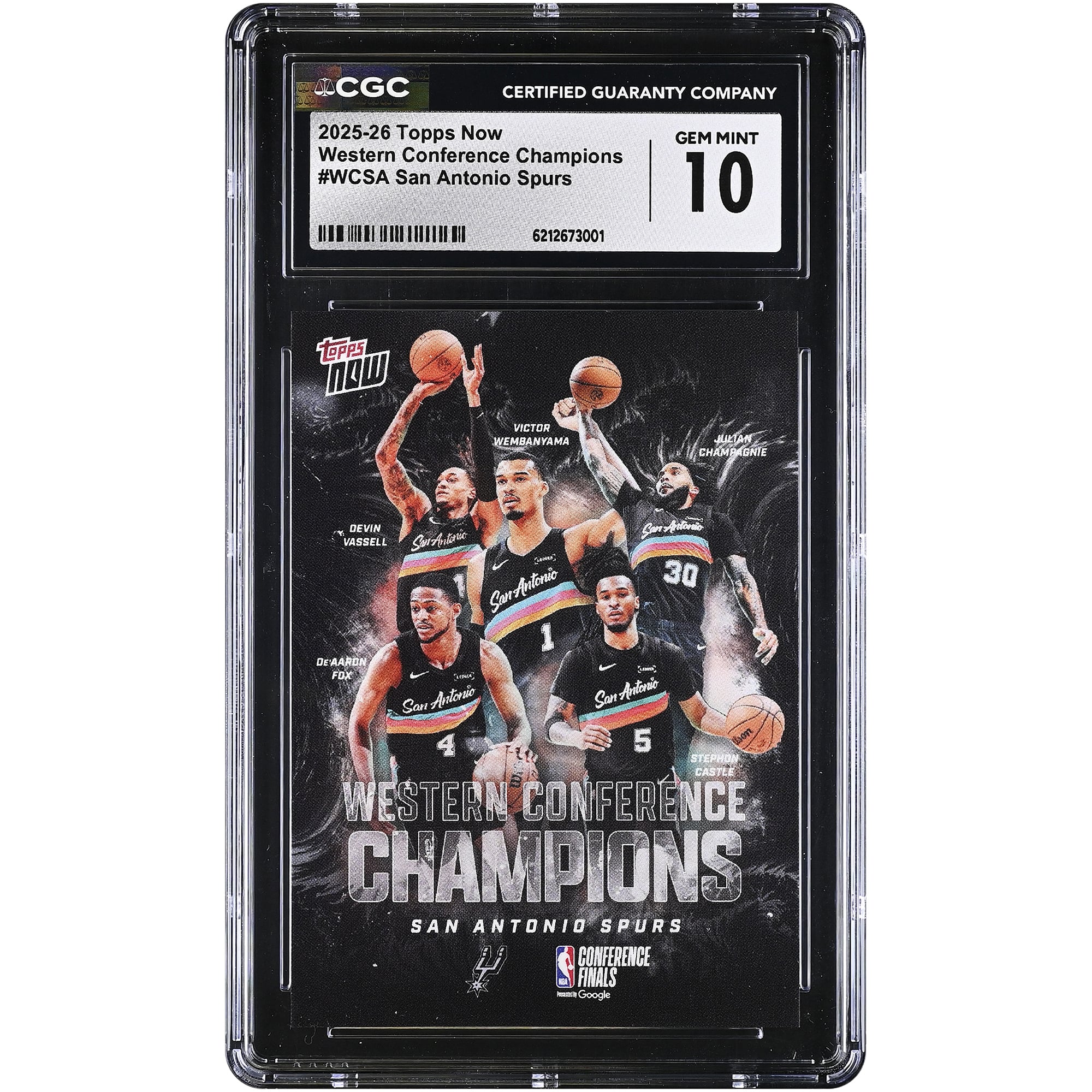 San Antonio Spurs 2025-26 Topps Now Western Conference Champions #WCSA CGC Authenticated GEM MINT 10 Card